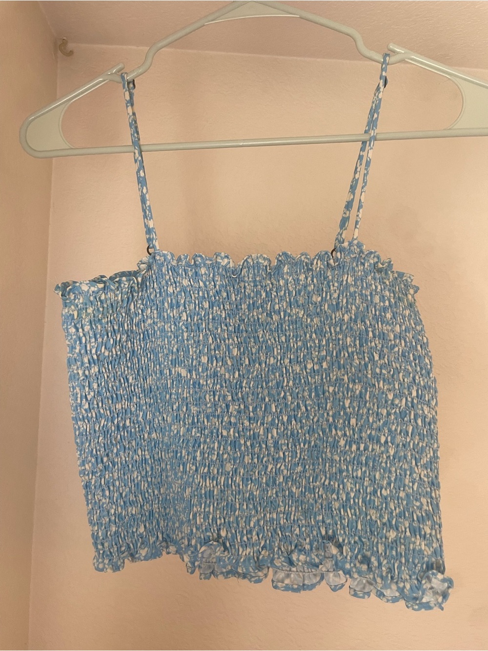 RESA Smocked Blue Spaghetti-Strap Women's Top Medium